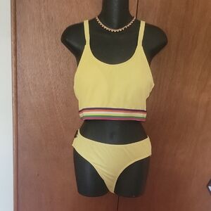 Bobbie Brooks Yellow One-Piece Swimsuit with Rainbow Accents